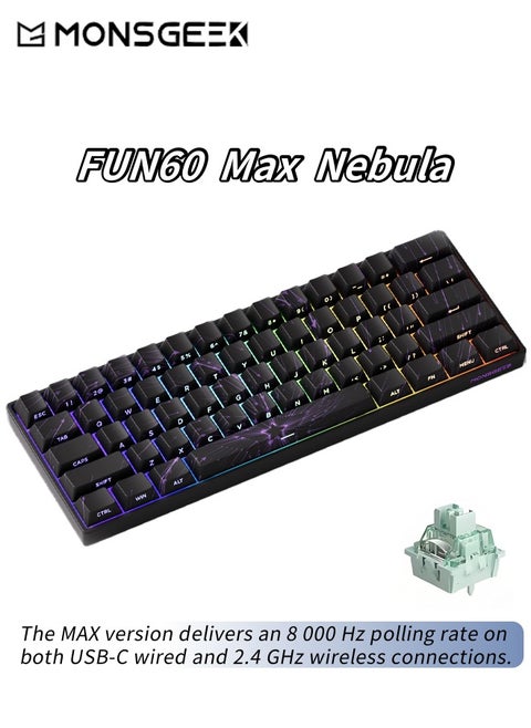 Akko MonsGeek FUN60 MAX Keyboard 0.01mm Triple Mode Dual 8K ARGB HE/TMR Quick Trigger Gaming Keyboard Magnetic Switches Custom Keyboard 60% Nebula Black with Dazzling Magnetic Switches