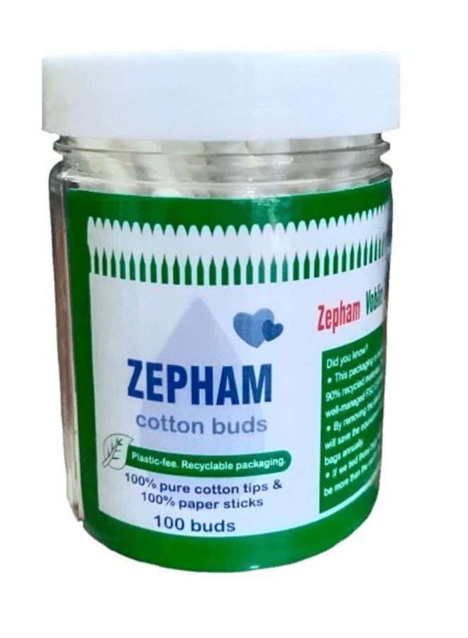 Zepham Premium Cotton Ear Buds/Swabs (Pack of 2) With Bamboo Sticks 100 Pcs (200 Tips) - Image 1