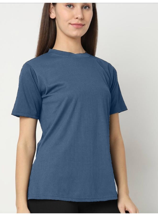 Self Design Round Neck short Sleeves Anti Odour Cotton T-shirt Free Size - Image 1