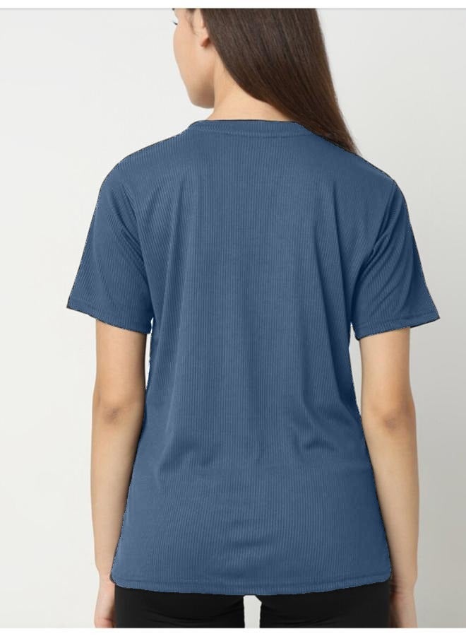 Self Design Round Neck short Sleeves Anti Odour Cotton T-shirt Free Size - Image 2