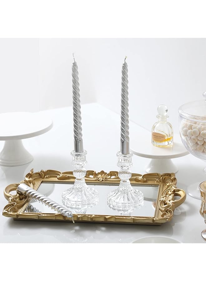 إيروريكس حاملات شموع زجاجية مكونة من 12 قطعة، حاملات شموع مدببة مقاس 4 بوصات، حاملات شموع زجاجية شفافة مخططة لحفلات الزفاف والمهرجانات والذكرى السنوية - Image 4