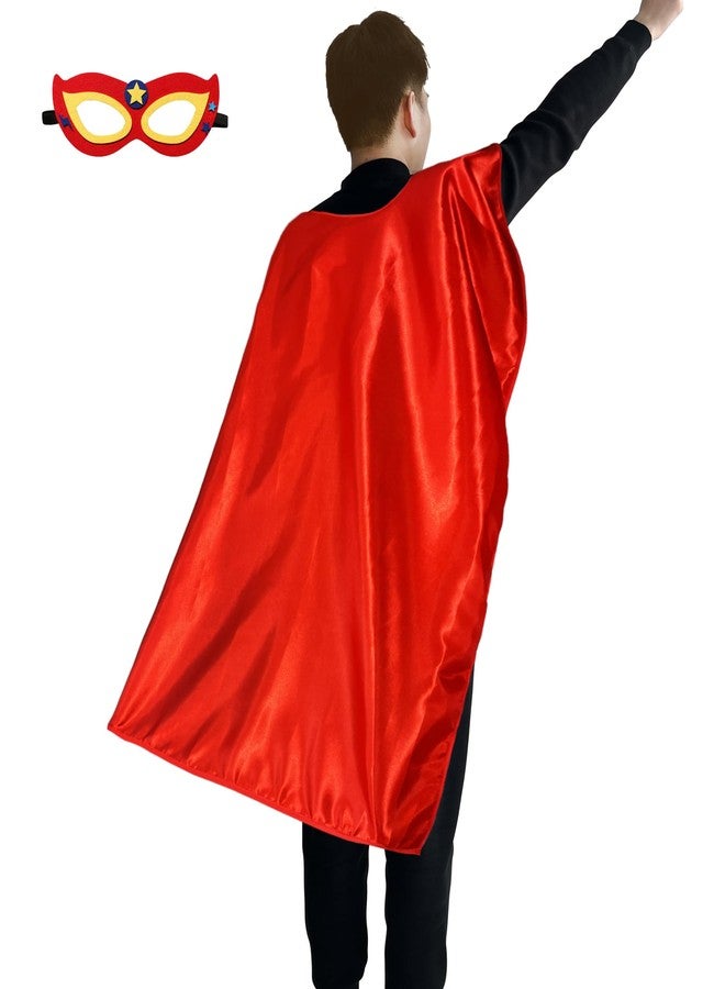 D.Q.Z Adults Superhero Cape and Mask, Men Women Super Hero Costumes, Halloween Vampire Capes, Red, 120cm*100cm - Image 1