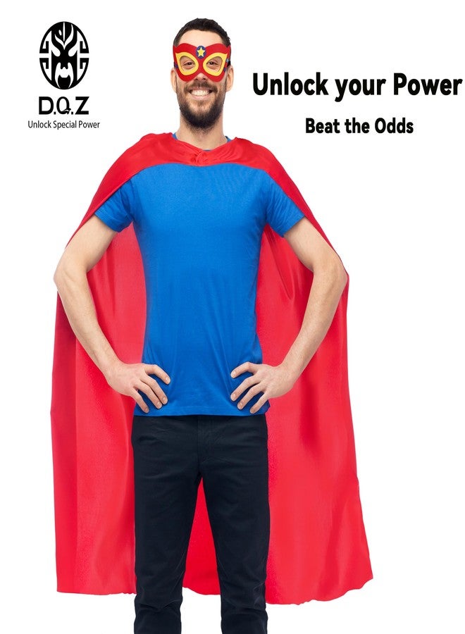 D.Q.Z Adults Superhero Cape and Mask, Men Women Super Hero Costumes, Halloween Vampire Capes, Red, 120cm*100cm - Image 2