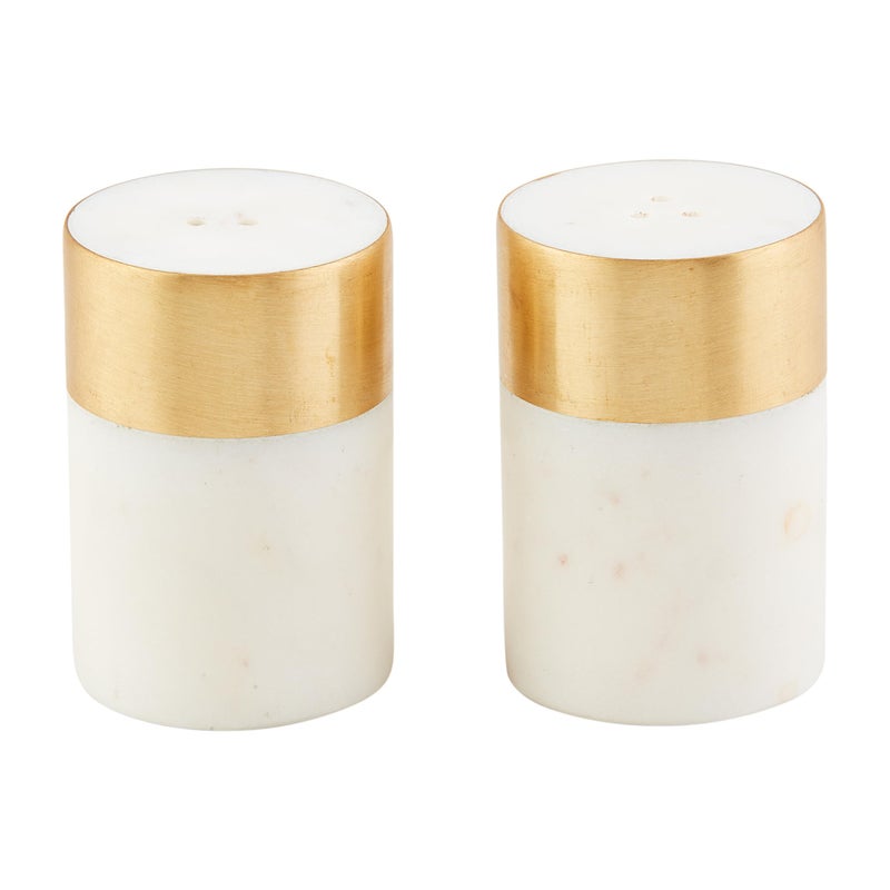 Mud Pie Marble Salt And Pepper Set 3 x 2 dia
