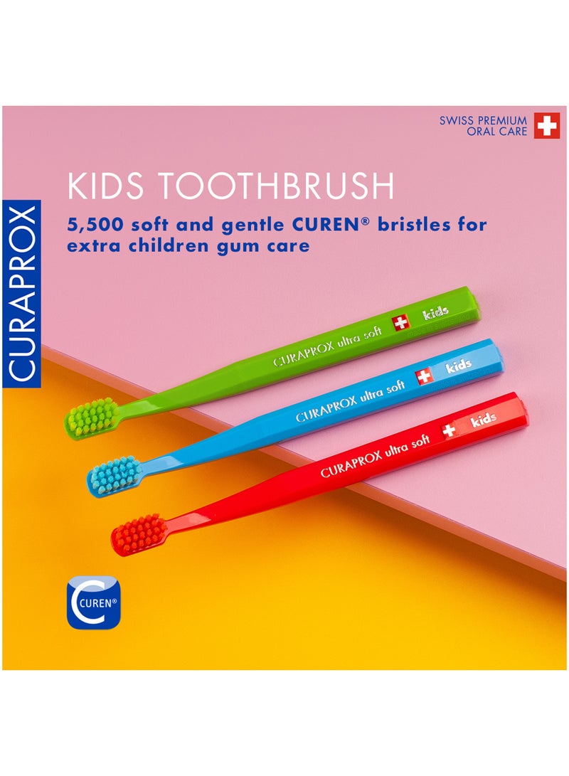 CURAPROX Ultra-Soft Toothbrush For Kids - Blue 1 Pc - Image 2