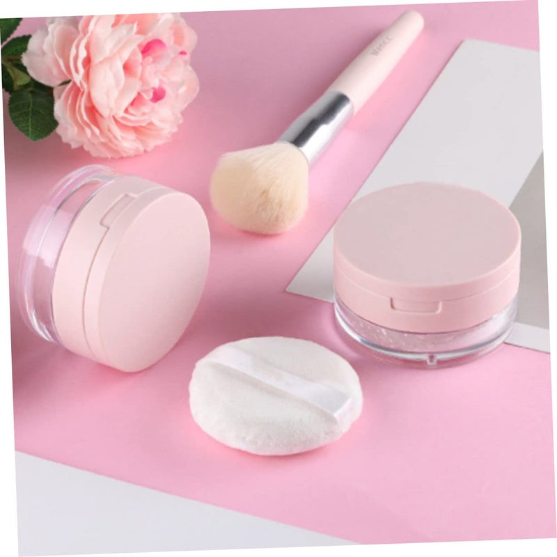 3-Piece Elastic Loose Powder Box Set with Mirror Travel-Friendly Cosmetic Holder for Makeup Empty Puff Container for Women - Image 3