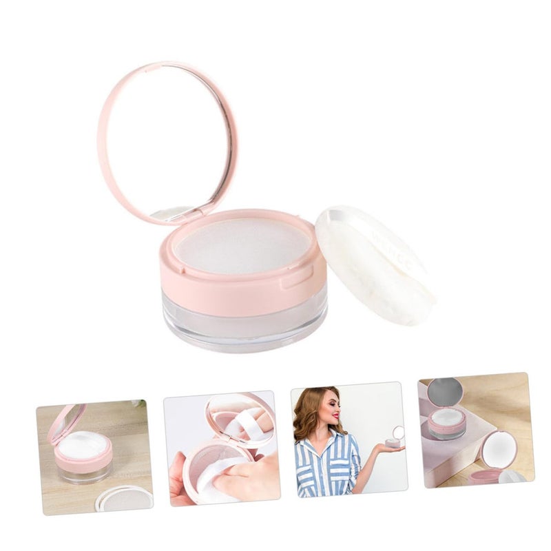 3-Piece Elastic Loose Powder Box Set with Mirror Travel-Friendly Cosmetic Holder for Makeup Empty Puff Container for Women - Image 5