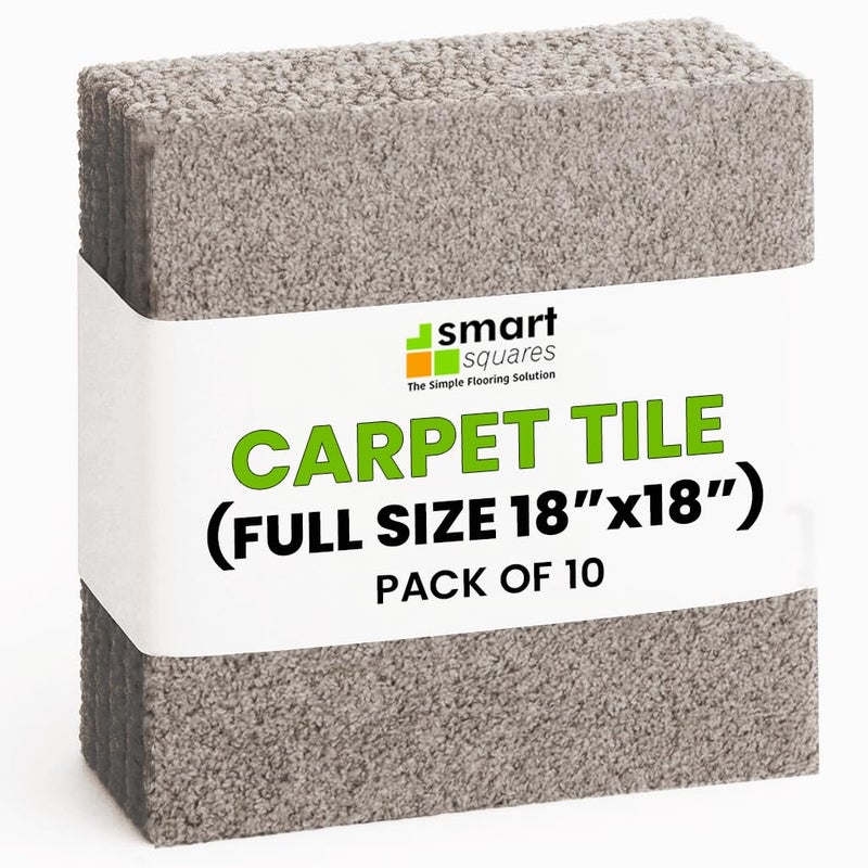 Smart Squares in A Snap Premium Made in The USA Carpet Tiles 18x18 Inch Soft Padded Seamless Appearance Peel and Stick for Easy DIY Installation 10 Tiles 225 Sq Ft 956 Bayside