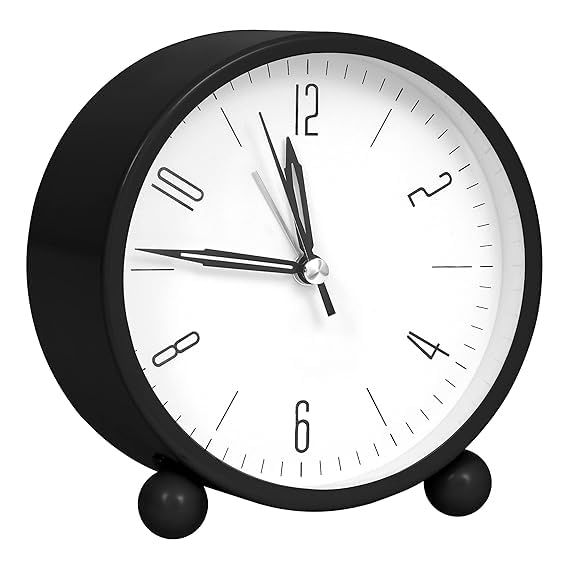 Anadi Retro Alarm Clock 4 Twin Bell with Night Backlight Black Metal Silent NonTicking Quartz Battery Operated Extra Loud Analog Alarm Clock for Living Room Bedroom Office - Image 1