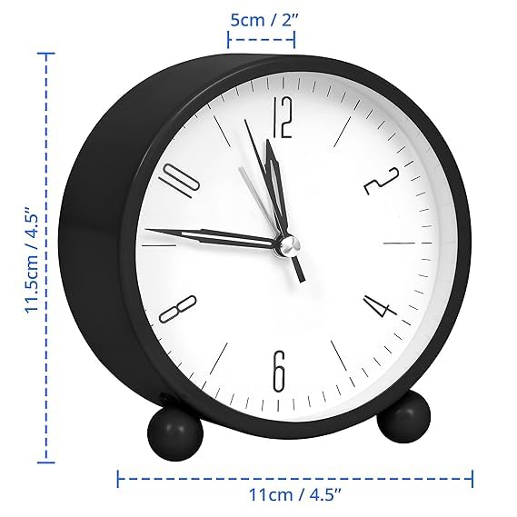 Anadi Retro Alarm Clock 4 Twin Bell with Night Backlight Black Metal Silent NonTicking Quartz Battery Operated Extra Loud Analog Alarm Clock for Living Room Bedroom Office - Image 2