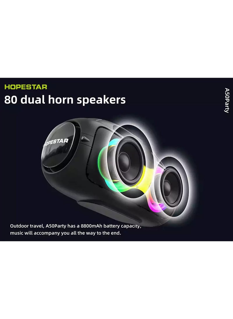 HOPESTAR - HOPESTAR A50 High Power Bluetooth Speaker 80W Wireless Car Subwoofer RGB Color Atmosphere Eight Portable FM External Speaker. Hopestar speaker features... - Image 1