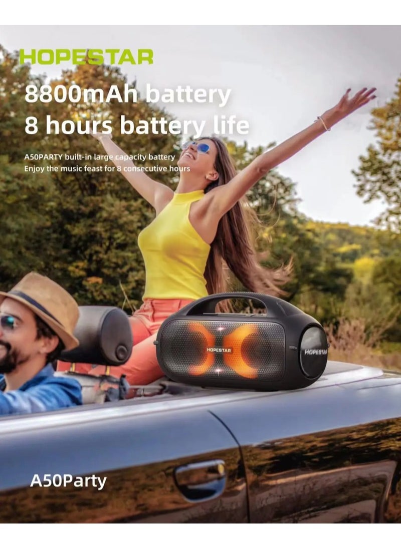 HOPESTAR - HOPESTAR A50 High Power Bluetooth Speaker 80W Wireless Car Subwoofer RGB Color Atmosphere Eight Portable FM External Speaker. Hopestar speaker features... - Image 1