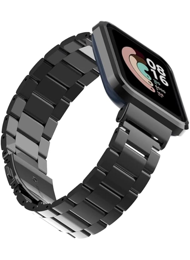 Dado Metal Case With Stainless Steel Replacement Band Compatible With Xiaomi Mi Lite Smart Watch 3 Beads Stainless Steel Adjustable Strap And Case Covering All Watch Edges - Image 2