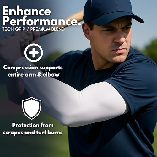 CompressionZ Compression Arm Sleeves for Men & Women| Cooling UV Sun Protection Elbow Pain Relief for All Sports and Recovery White: Pair X-Large - Image 5