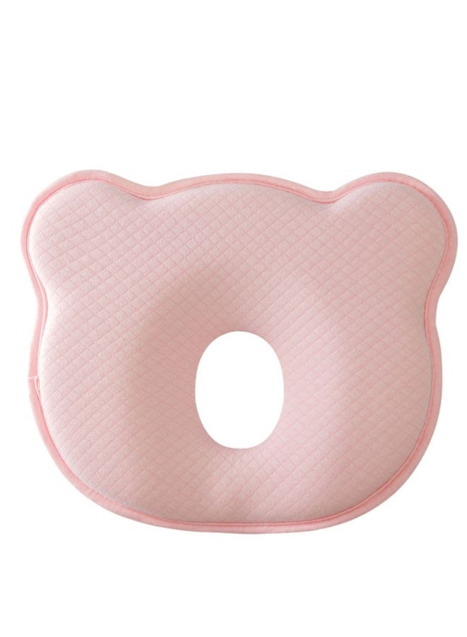 Soft and Breathable Baby Pillow with Memory Foam and Bear Design (Pink) - Image 1