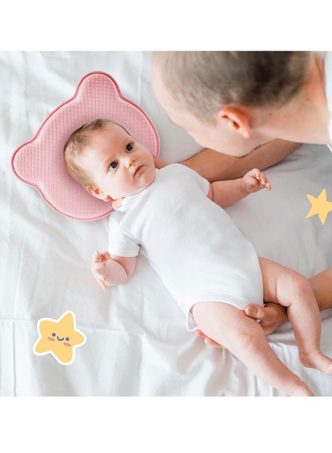 Soft and Breathable Baby Pillow with Memory Foam and Bear Design (Pink) - Image 4