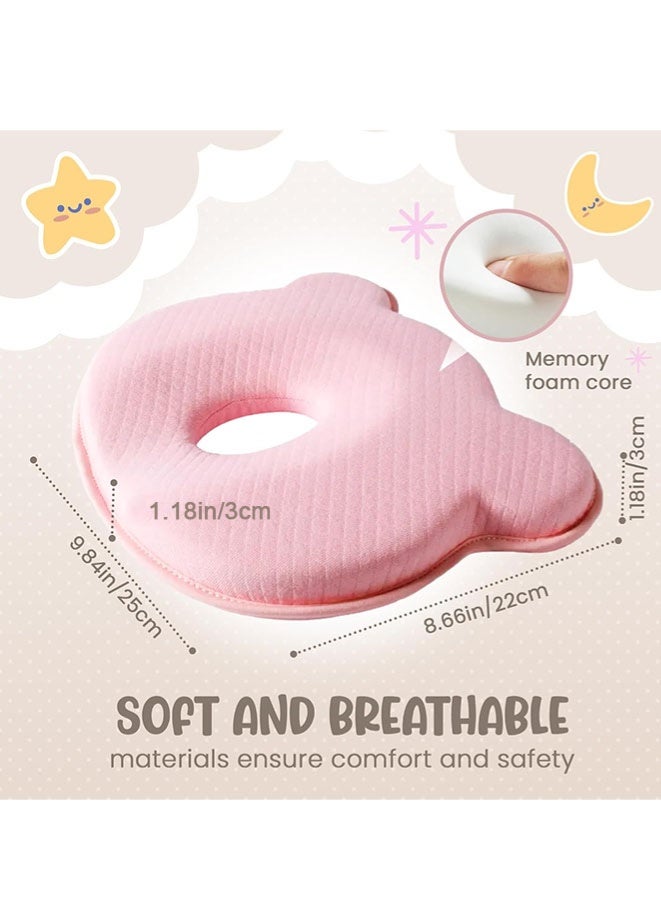 Soft and Breathable Baby Pillow with Memory Foam and Bear Design (Pink) - Image 3