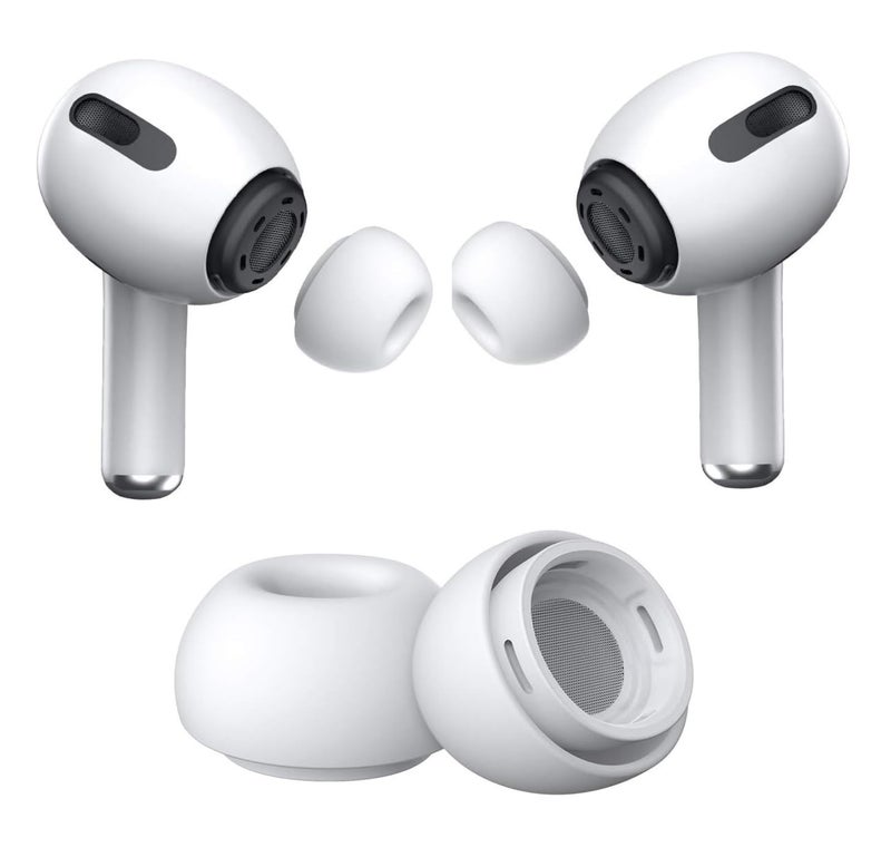 Sounce Silicone Replacement Ear Tips for Apple AirPods Pro 2 & Airpods Pro, Anti-Slip Eartips, Tighter Seal, Fits in The Charging Case, (Medium Size) (1 Sets, 2Pc) - White - Image 1