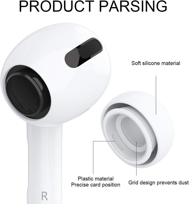 Sounce Silicone Replacement Ear Tips for Apple AirPods Pro 2 & Airpods Pro, Anti-Slip Eartips, Tighter Seal, Fits in The Charging Case, (Medium Size) (1 Sets, 2Pc) - White - Image 3