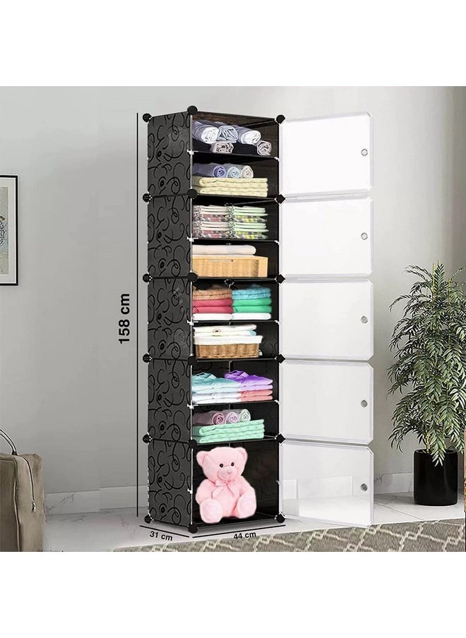 AYSIS AYSIS Multipurpose Portable 10 Plastic Small Sheet Collapsible Wardrobe for Clothes Storage Rack for Kids ^ Black  - Image 2