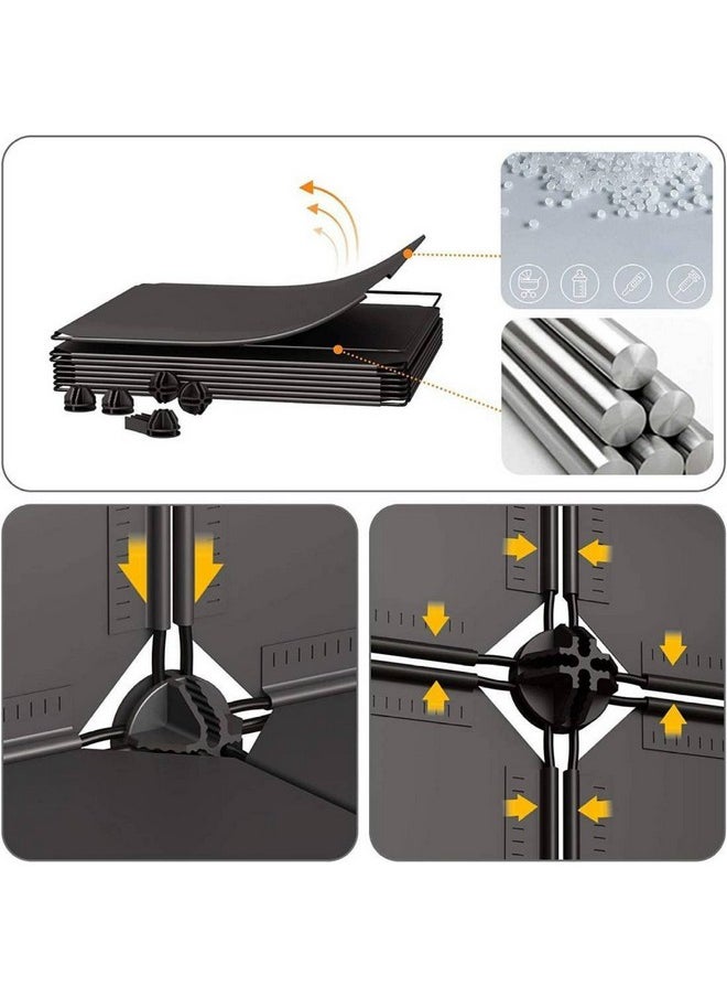 AYSIS AYSIS Multipurpose Portable 10 Plastic Small Sheet Collapsible Wardrobe for Clothes Storage Rack for Kids ^ Black  - Image 3