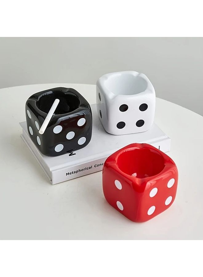 White Dice Shaped Ceramic Ashtray Car Cigarette Holder Home Bar Party Decor Gift - Image 3