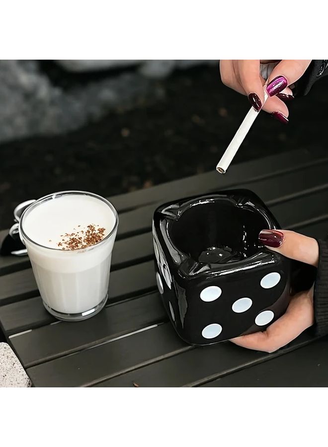 White Dice Shaped Ceramic Ashtray Car Cigarette Holder Home Bar Party Decor Gift - Image 2