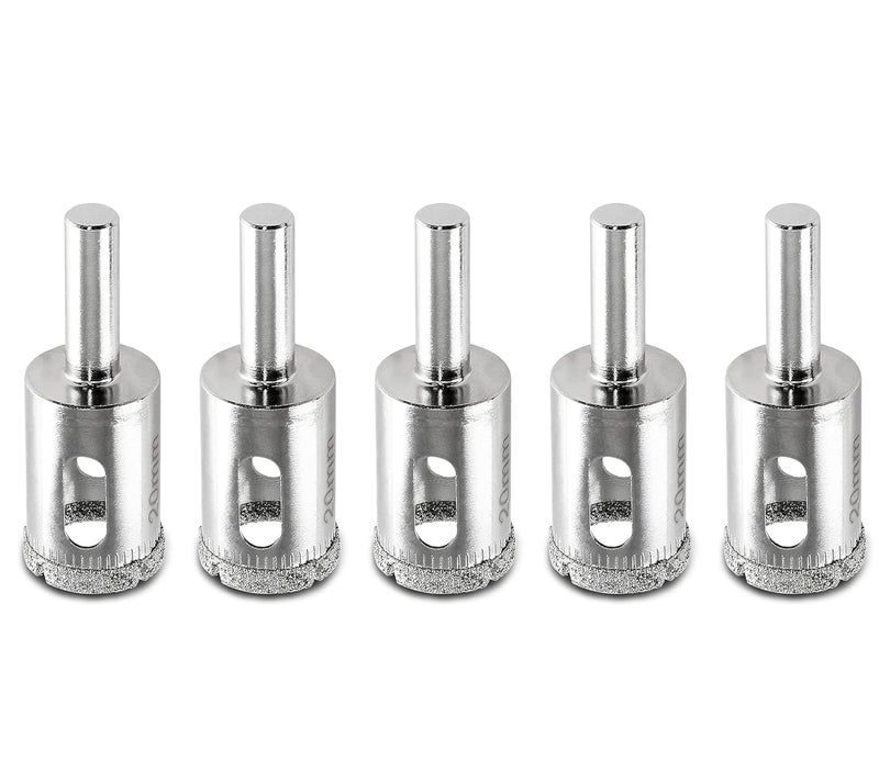 Luomorgo 5Pcs 20mm/3/4 inch Diamond Hole Saw, 1.1 inch Cutting Depth Diamond Drill Bits for Glass, Ceramic, Marble, Porcelain, Granite, Quartz - Image 1