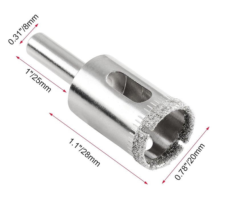 Luomorgo 5Pcs 20mm/3/4 inch Diamond Hole Saw, 1.1 inch Cutting Depth Diamond Drill Bits for Glass, Ceramic, Marble, Porcelain, Granite, Quartz - Image 2