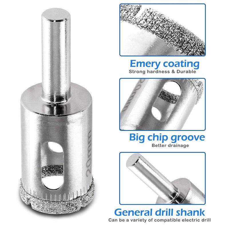 Luomorgo 5Pcs 20mm/3/4 inch Diamond Hole Saw, 1.1 inch Cutting Depth Diamond Drill Bits for Glass, Ceramic, Marble, Porcelain, Granite, Quartz - Image 5