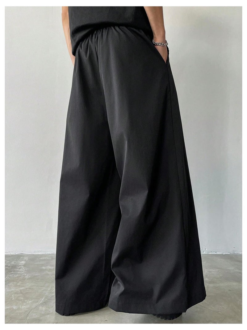 OYOANGLE Men's Baggy Wide Leg Pants Zipper Fly Pleated Trousers Business Casual Dress Pants with Pocket Black X-Large - Image 2