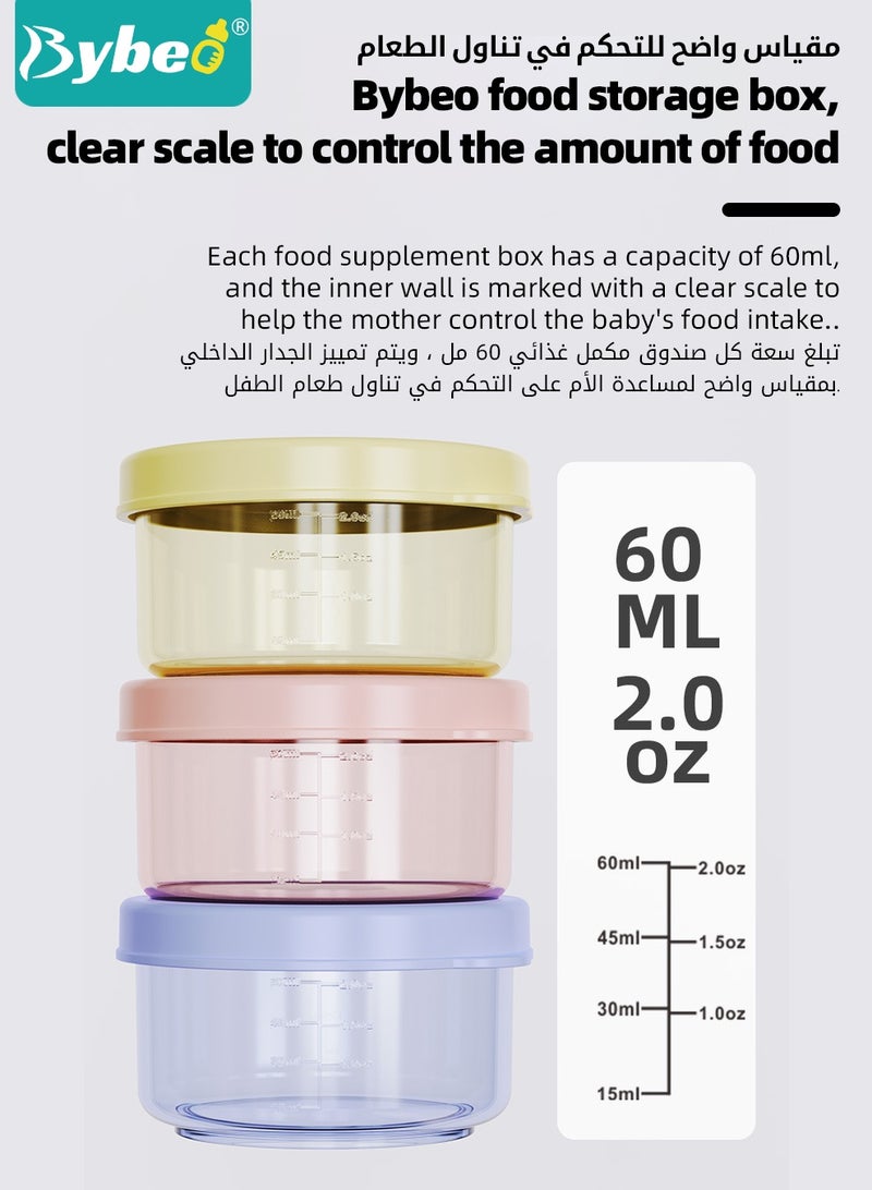 Bybeo 6 PCS Baby Food Containers, Reusable Infant Food Storage Jars with Timed Tray, Small Snack Container with Lids for Infant & Babies, Microwave & Dishwasher Friendly - Image 4