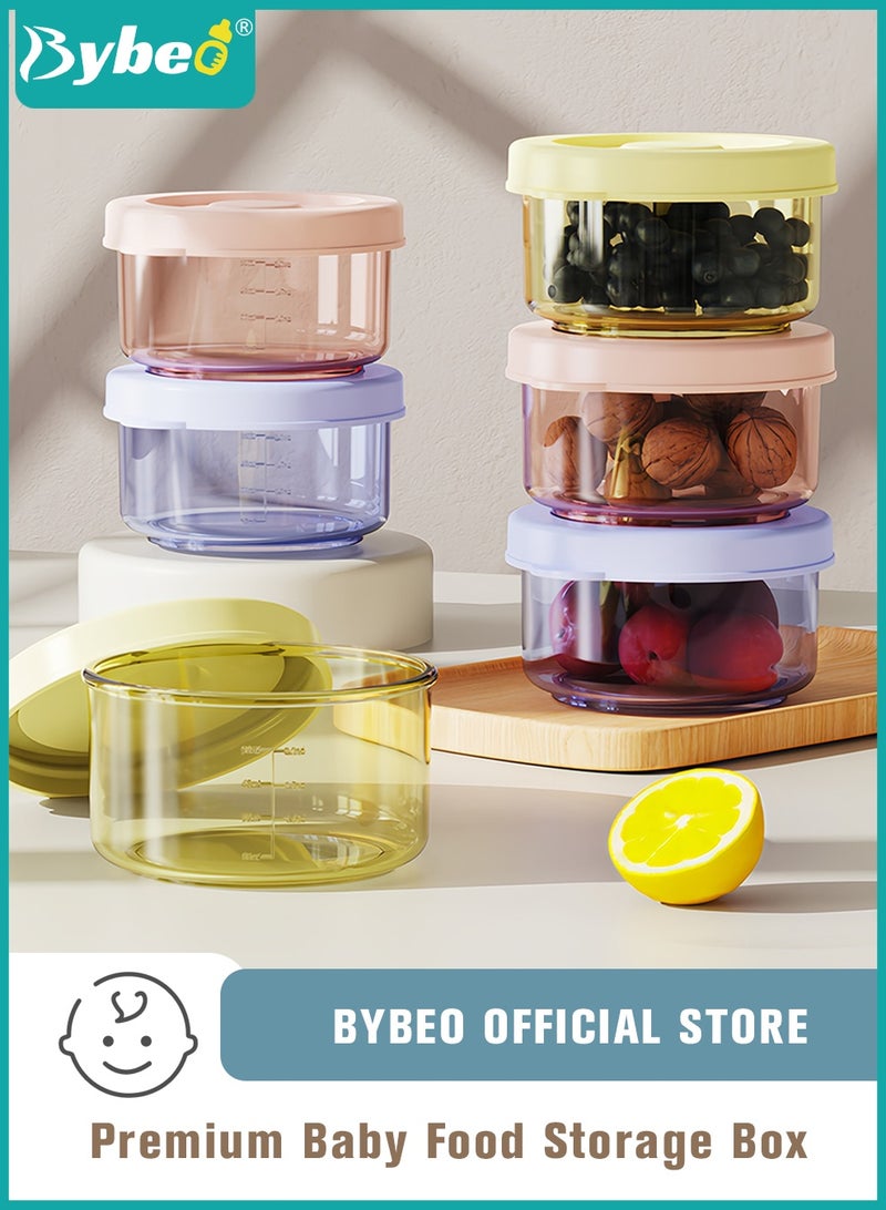 Bybeo 6 PCS Baby Food Containers, Reusable Infant Food Storage Jars with Timed Tray, Small Snack Container with Lids for Infant & Babies, Microwave & Dishwasher Friendly - Image 1