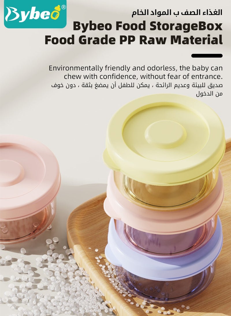 Bybeo 6 PCS Baby Food Containers, Reusable Infant Food Storage Jars with Timed Tray, Small Snack Container with Lids for Infant & Babies, Microwave & Dishwasher Friendly - Image 3