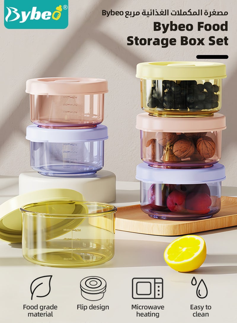 Bybeo 6 PCS Baby Food Containers, Reusable Infant Food Storage Jars with Timed Tray, Small Snack Container with Lids for Infant & Babies, Microwave & Dishwasher Friendly - Image 2