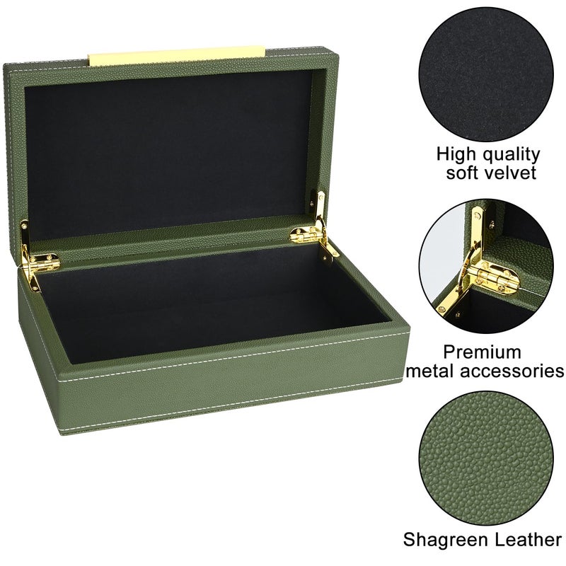 Xigexige Small Green Shagreen Box Faux Leather Decorative Box Keepsake And Memory Storage Decorative Boxes With Lids For Modern Home Decor Jewelry Box Organizer - Image 4