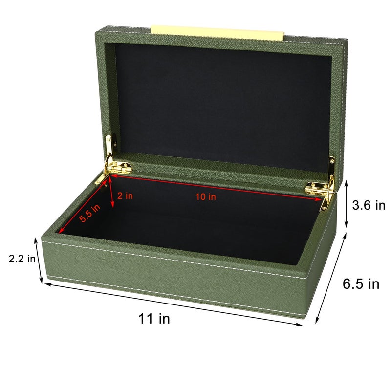 Xigexige Small Green Shagreen Box Faux Leather Decorative Box Keepsake And Memory Storage Decorative Boxes With Lids For Modern Home Decor Jewelry Box Organizer - Image 5