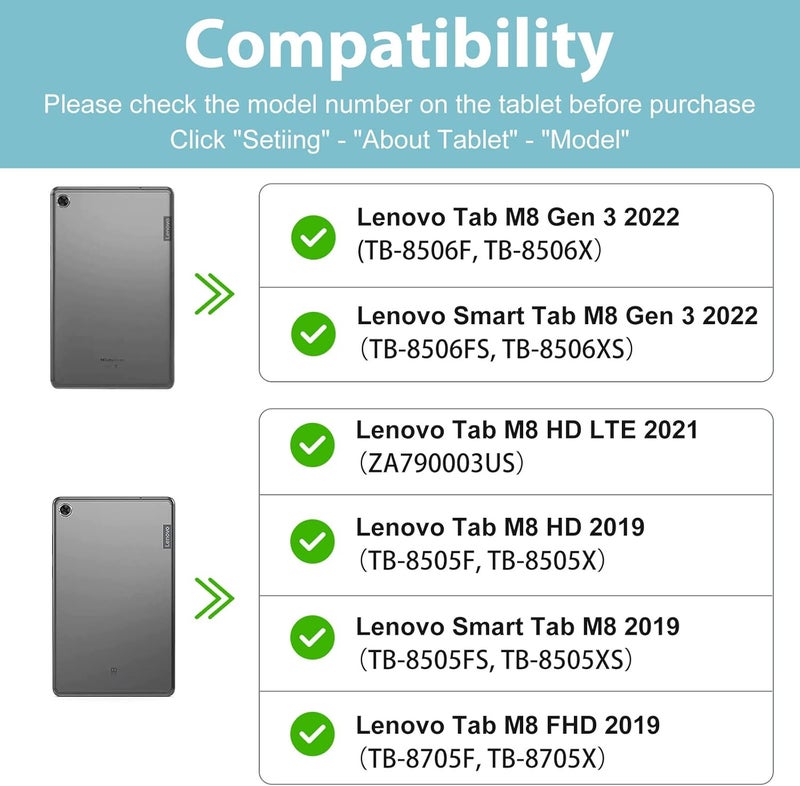 Procases For Lenovo Tab M8 3Rd Gen 2022 / Tab M8 Hd/Smart Tab M8 / Tab M8 Fhd 2019 Case, Slim Smart Cover Stand Folio Case For Lenovo Tab M8 Tb-8506F/Tb-8705F/Tb-8505F/Tb-8505X –Lightgrey - Image 2