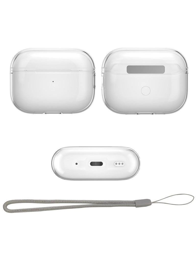 ماركة غير محددة حافظة AirPods Pro 2 شفافة، غطاء حماية ناعم من مادة TPU مقاومة للصدمات مع حبل مصمم لجهاز AirPod Pro الجيل الثاني 2022، شفاف  - Image 2