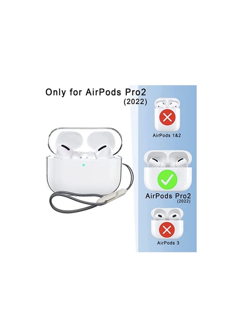 ماركة غير محددة حافظة AirPods Pro 2 شفافة، غطاء حماية ناعم من مادة TPU مقاومة للصدمات مع حبل مصمم لجهاز AirPod Pro الجيل الثاني 2022، شفاف  - Image 3