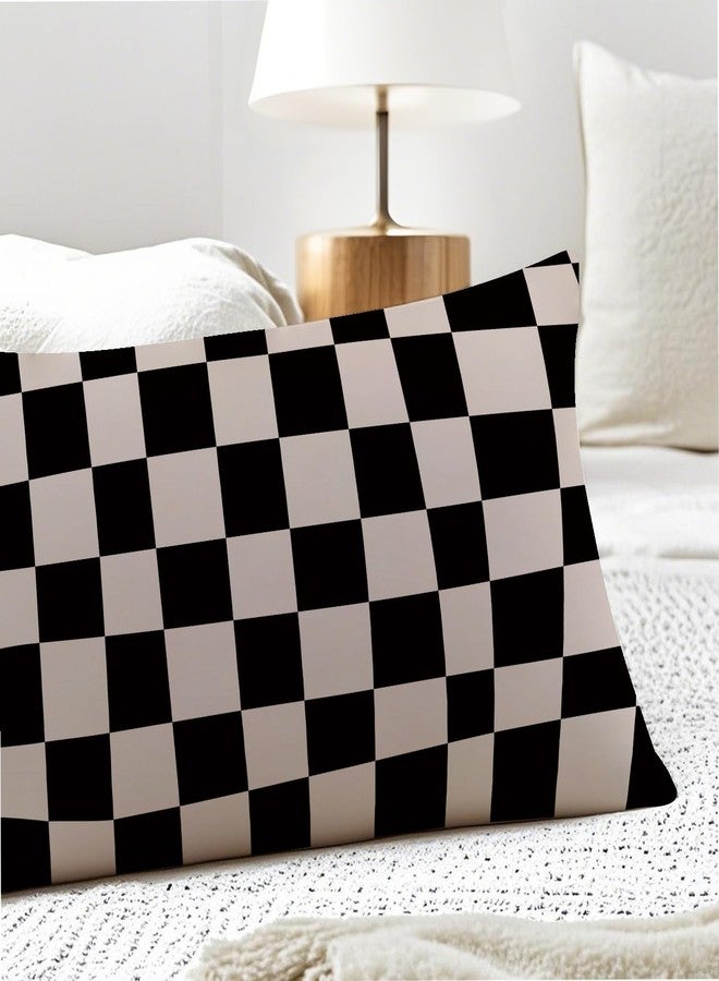 PIUD Abstract Boho Black and Beige Checkered 20x54 Body Pillow Cover, Checkered Home Decor, Modern Neutral Plaid Decorative Long Body Pillow Cases for Bed Couch - Image 5