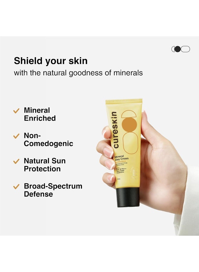 Cureskin كريم نهاري معدني واقي من الشمس بلمسة نهائية غير لامعة SPF 30 PA+++ | حماية واسعة الطيف من الشمس (UVA، UVB و IR) | أكسيد الزنك مع بروبيوتيك، 50 جرام (عبوة من 1) - Image 2