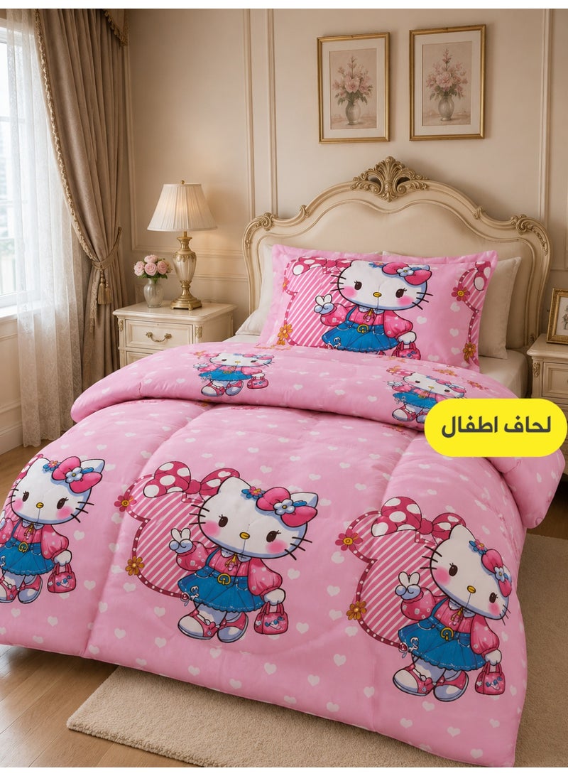 مون مفرش سرير أطفال 3 قطع قابل للعكس – طقم لحاف مبطن بحشوة متوسطة ناعمة (170×220 سم) + شرشف مطاطي (120×200+35 سم) + غطاء وسادة (80×50 سم) – تصميم عصري مطبوع بخامة ناعمة - Image 1