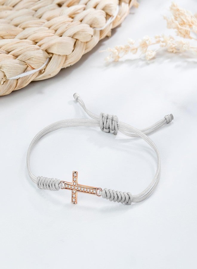 JENDEAR SHINE Cross Bracelet for Women, Handmade Rope Cross Charm Communion Bracelet, Jewelry Gifts for Mom Women Sister - Image 5