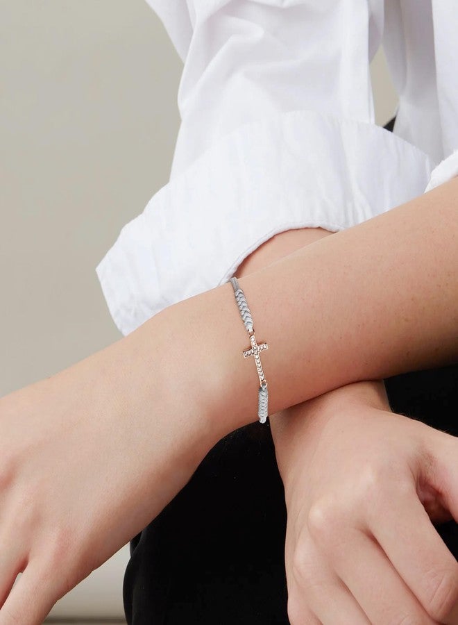 JENDEAR SHINE Cross Bracelet for Women, Handmade Rope Cross Charm Communion Bracelet, Jewelry Gifts for Mom Women Sister - Image 3