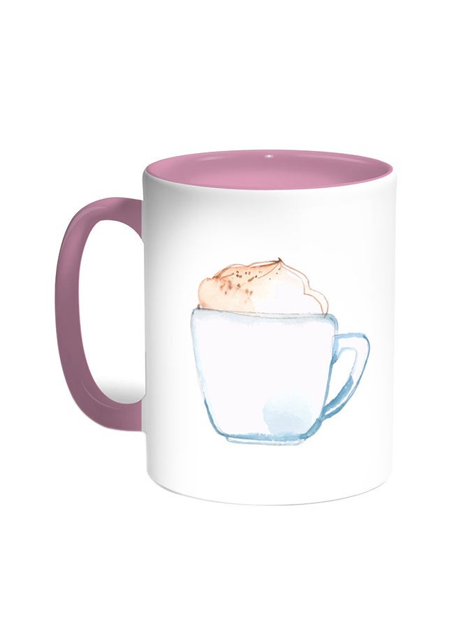 RYN Cup Of Coffee In A Foam Printed Mug Pink/White 11ounce