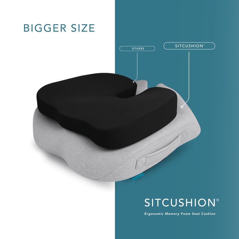 SitCushion X Large Seat Cushions for Office Chairs, Car & Truck. Gaming Chair Seat Cushion and Sciatica Pain Relief Pillow for Back Pain. Orthopedic Coccyx Cushion for Tailbone Pain Relief (Original Black) - Image 5