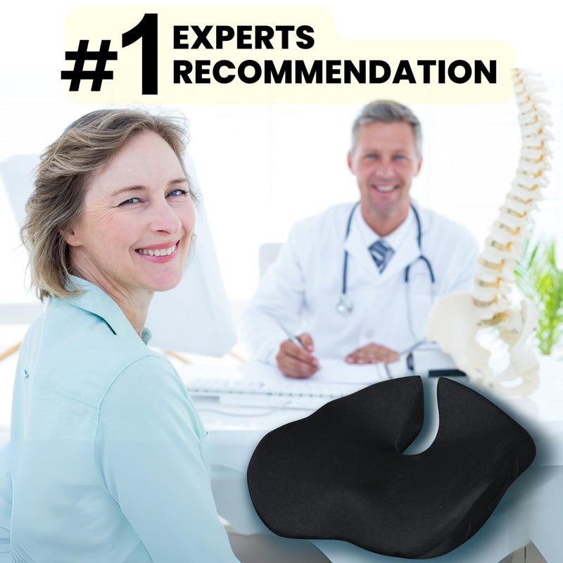SitCushion X Large Seat Cushions for Office Chairs, Car & Truck. Gaming Chair Seat Cushion and Sciatica Pain Relief Pillow for Back Pain. Orthopedic Coccyx Cushion for Tailbone Pain Relief (Original Black) - Image 3