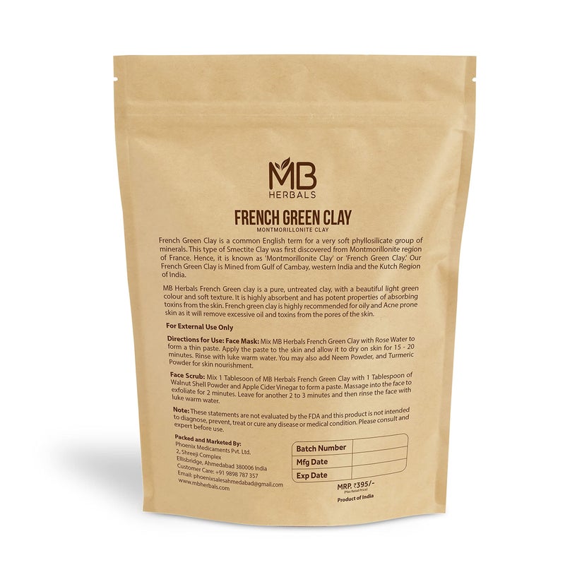 MB Herbals French Green Clay 8 oz | 0.5 lb / 227 Gram | 100% Pure Montmorillonite Clay | Absorbs Excess Oil | Detoxifies Skin | Recommended For Oily Skin | No Chemical Preservatives - Image 4