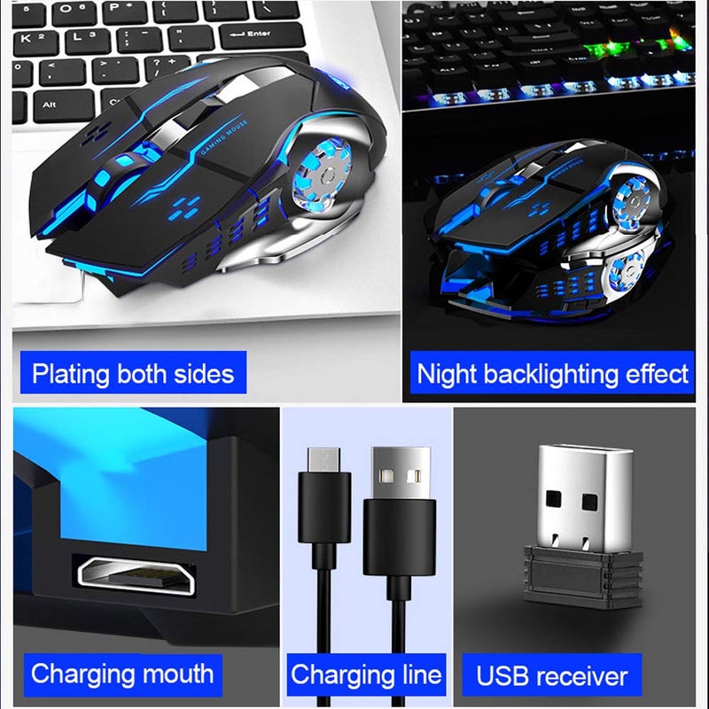 AULA فأرة لاسلكية قابلة لإعادة الشحن AULA SC100 بيضاء صامتة، بإضاءة خلفية RGB LED، قابلة لضبط DPI، فأرة ألعاب بصرية لاسلكية 2.4G مع جهاز استقبال USB، فأرة عصرية رائعة للمكتب/الألعاب - Image 5